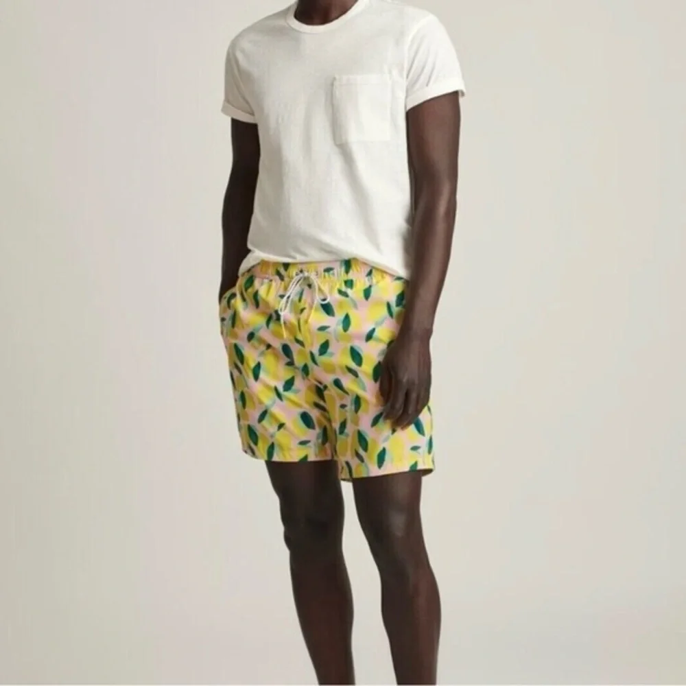Bonobos Riviera Swim Trunks Board Shorts Painted Lemons‎ Pockets Size Large